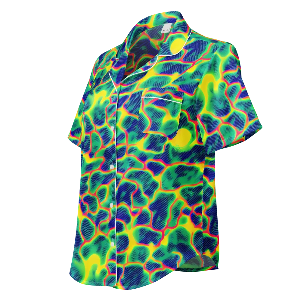 Luminous Mosaic on Women's Short Sleeve Pajama Top — Left Front