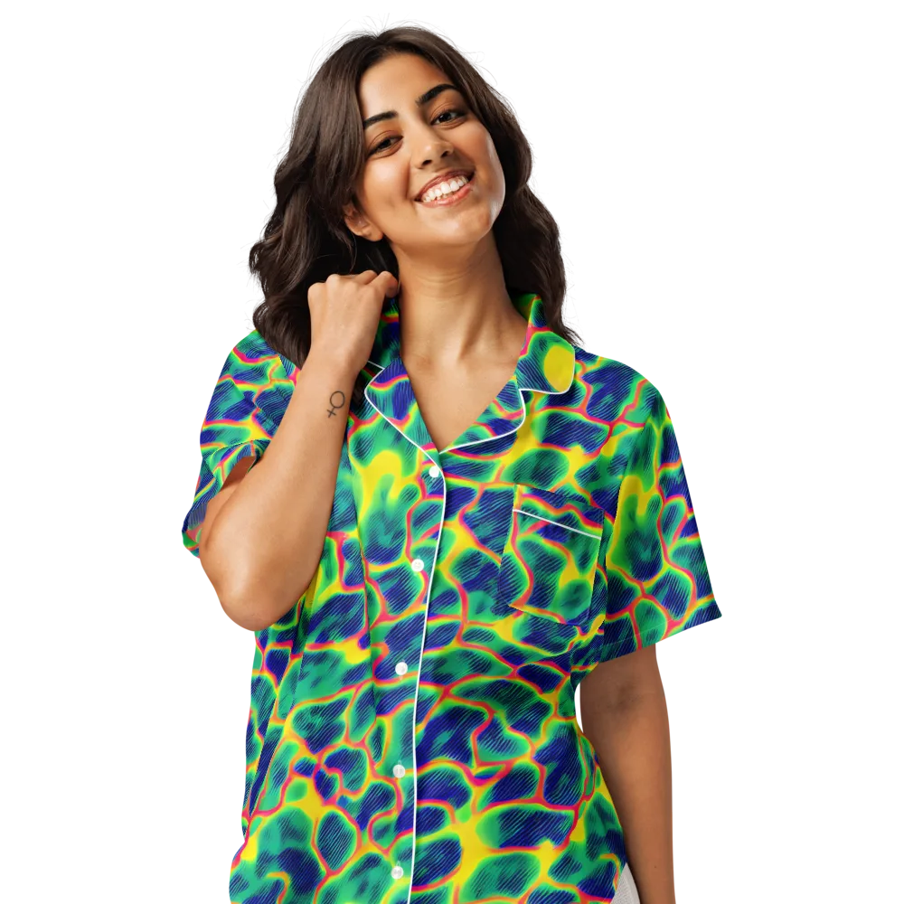 Luminous Mosaic on Women's Short Sleeve Pajama Top — Front