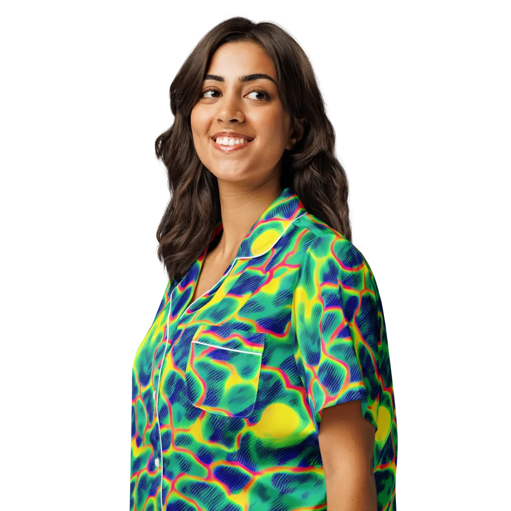 Luminous Mosaic on Women's Short Sleeve Pajama Top — Left Front