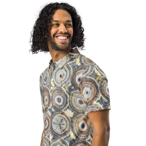 Mineral Bloom on a Men's Slim Fit Polo Shirt