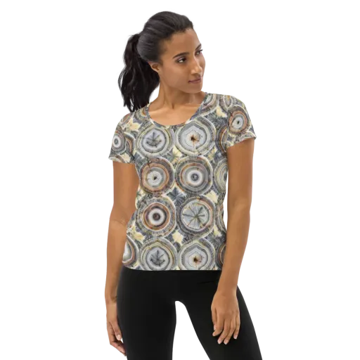 Mineral Bloom on a Women's Athletic T-Shirt