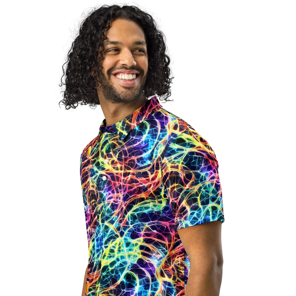 Prismatic Synapse on Men's Slim Fit Polo Shirt — Left Front