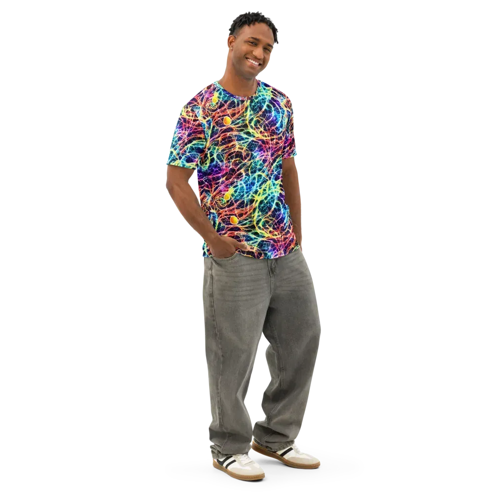 Prismatic Synapse on Men's Cotton Crew Neck T-Shirt — Right Front