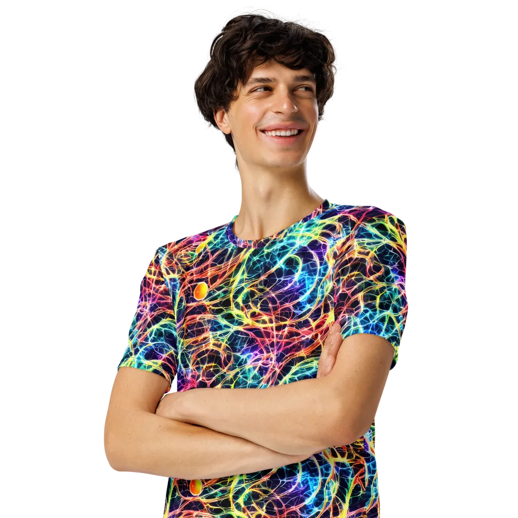 Prismatic Synapse on Men's Crew Neck T-Shirt — Left Front