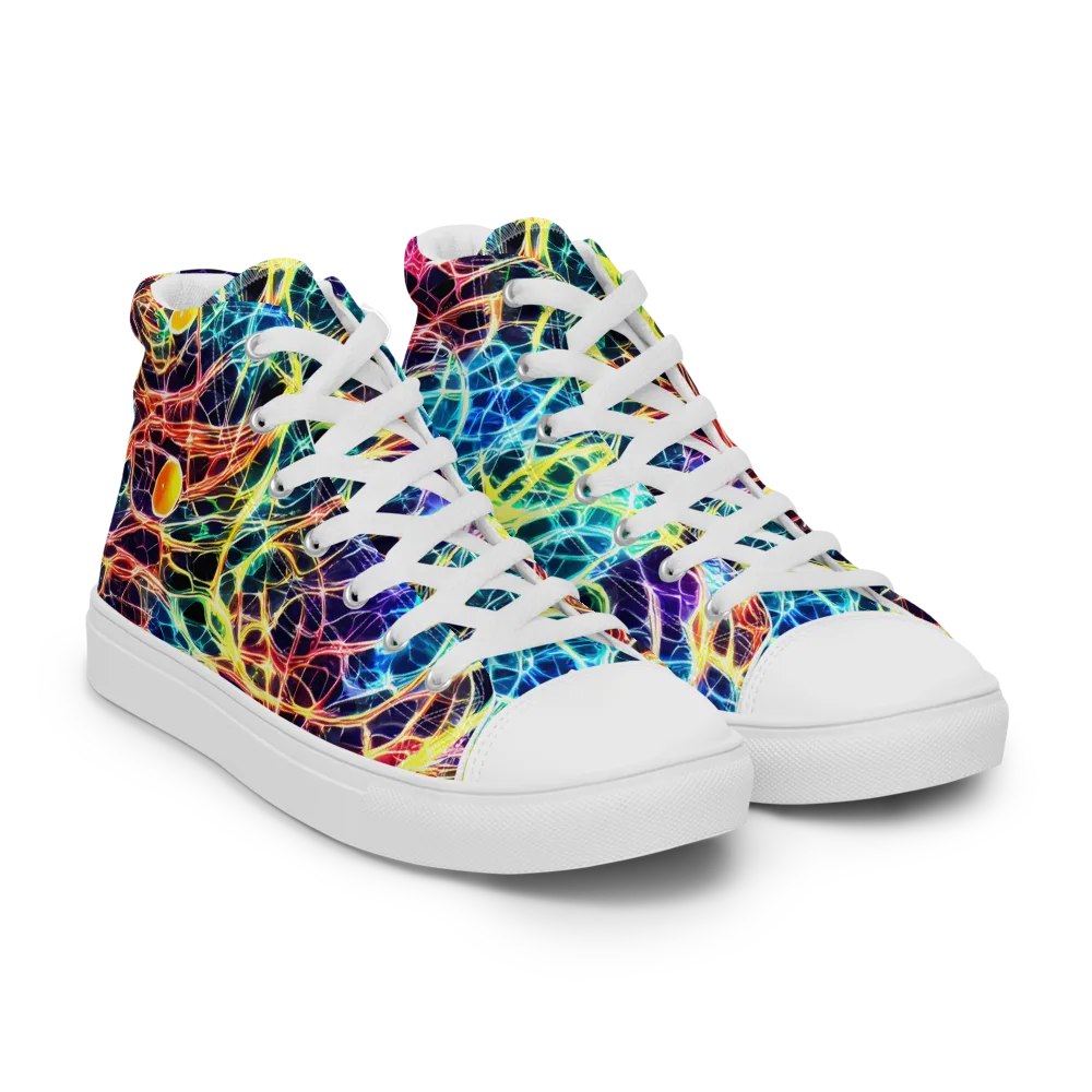Prismatic Synapse on Men's High Top Canvas Shoes — Right Front