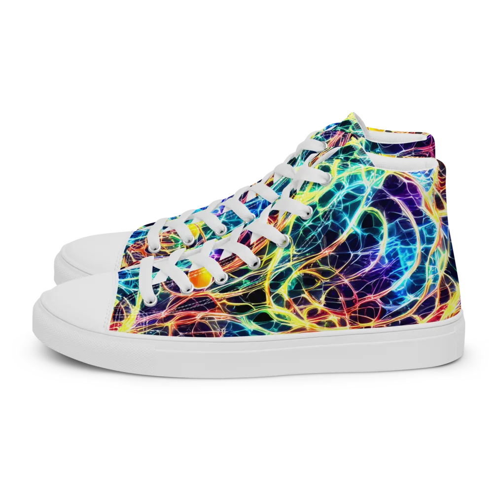 Prismatic Synapse on Men's High Top Canvas Shoes — Left