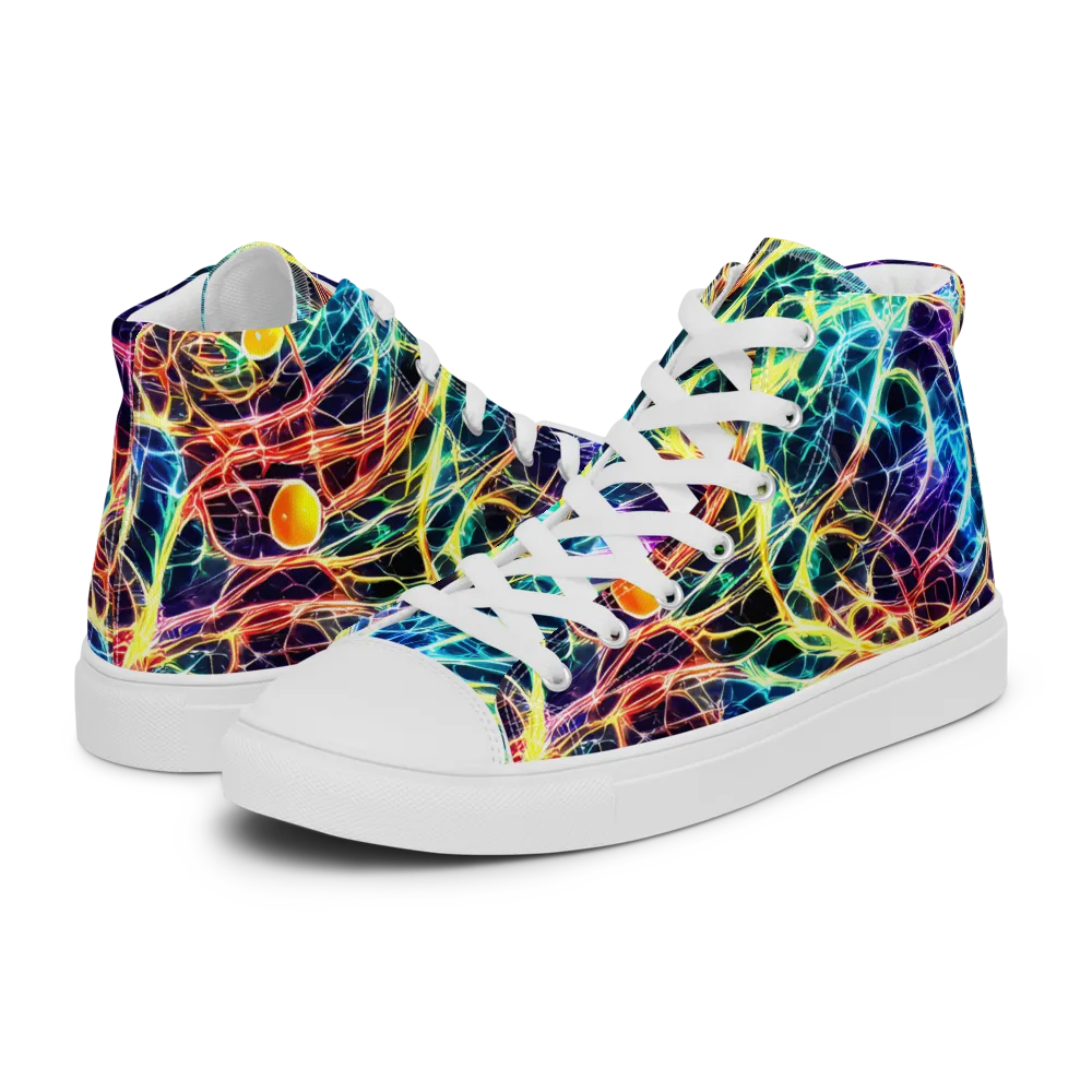 Prismatic Synapse on Men's High Top Canvas Shoes — Left