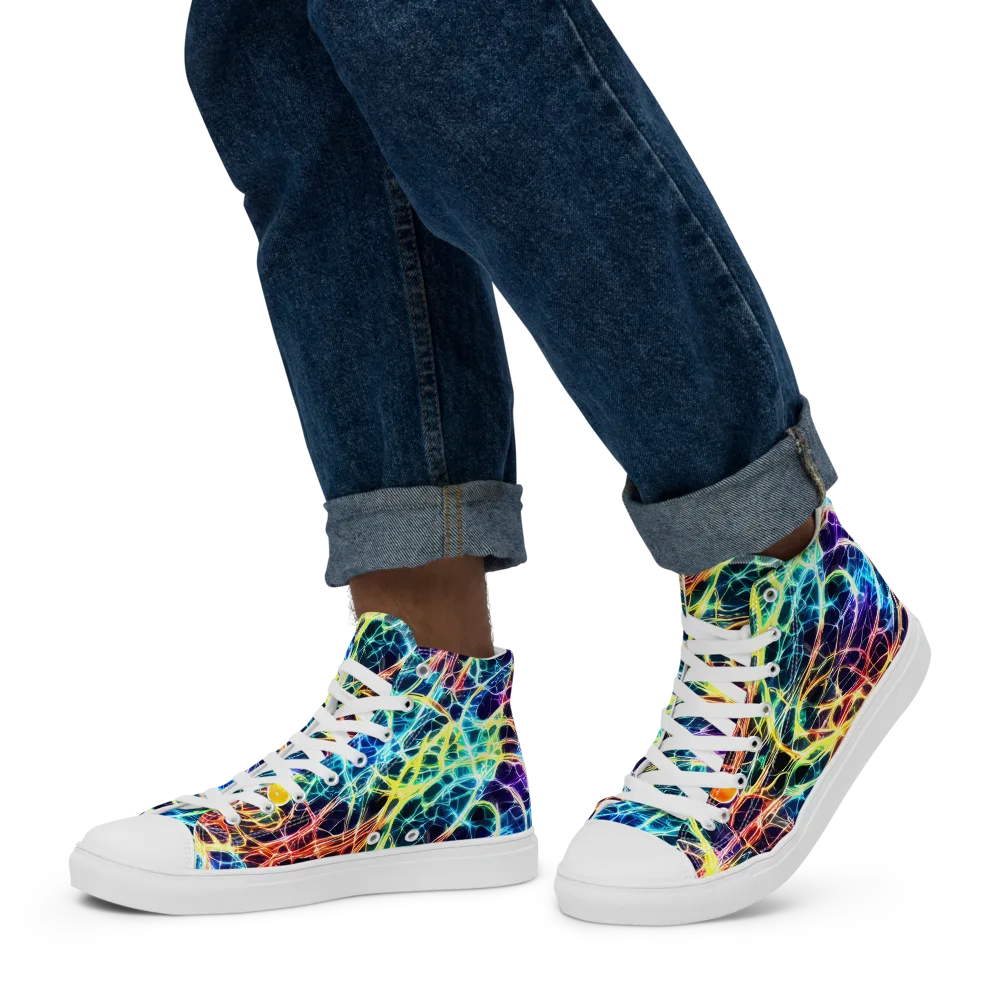 Prismatic Synapse on Men's High Top Canvas Shoes — Left