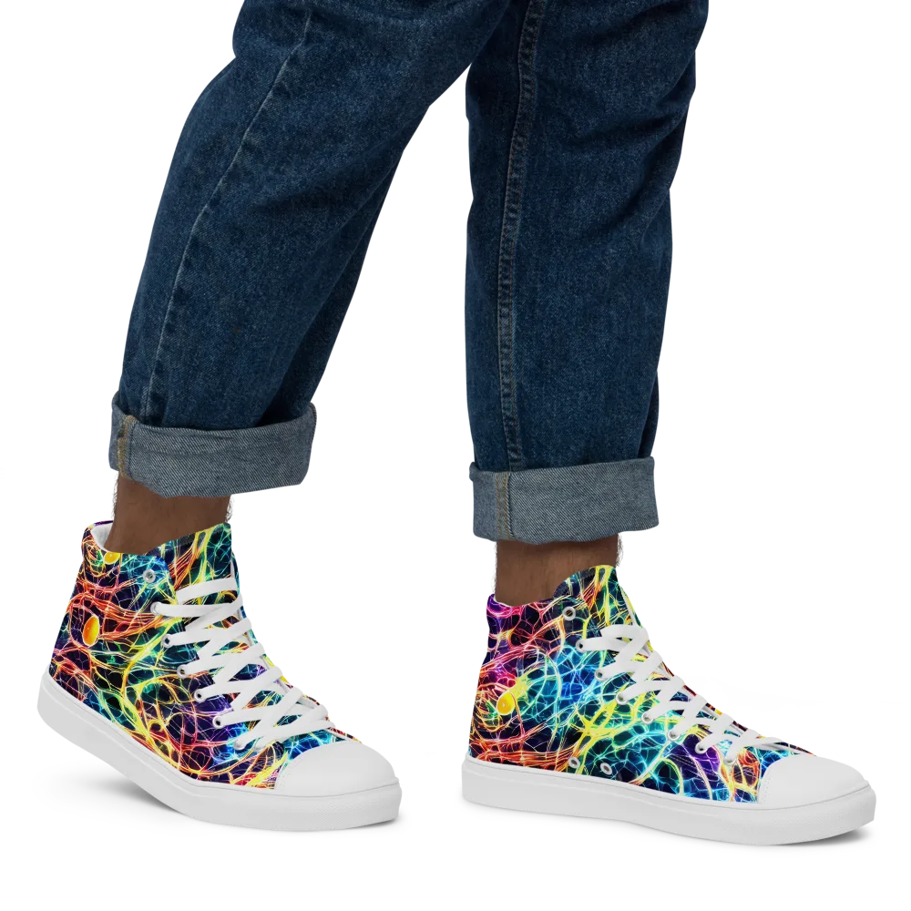 Prismatic Synapse on Men's High Top Canvas Shoes — Right