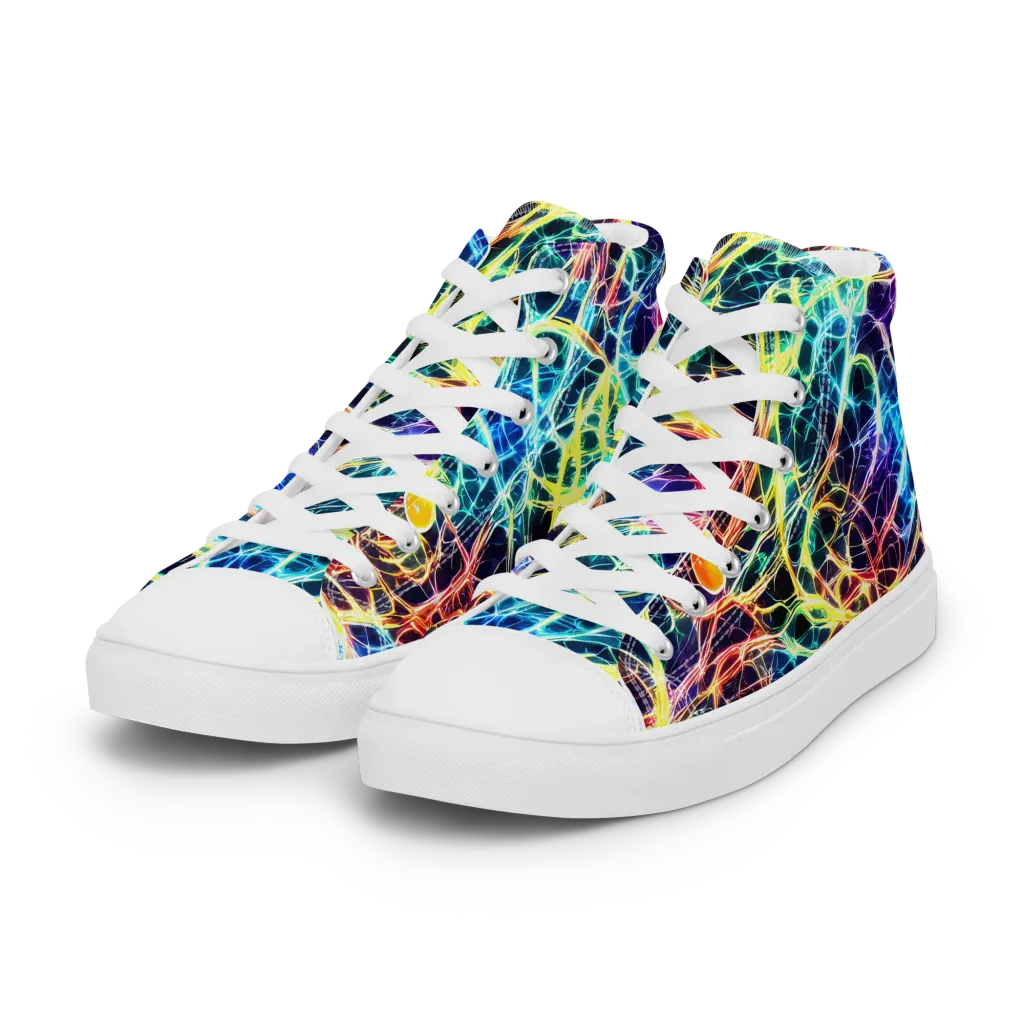 Prismatic Synapse on Women's High Top Canvas Shoes — Left Front