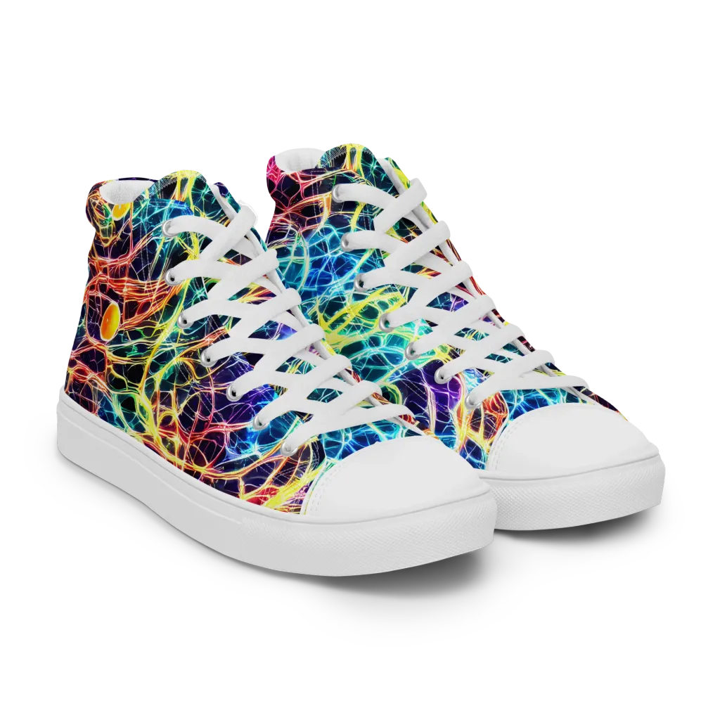 Prismatic Synapse on Women's High Top Canvas Shoes — Right Front