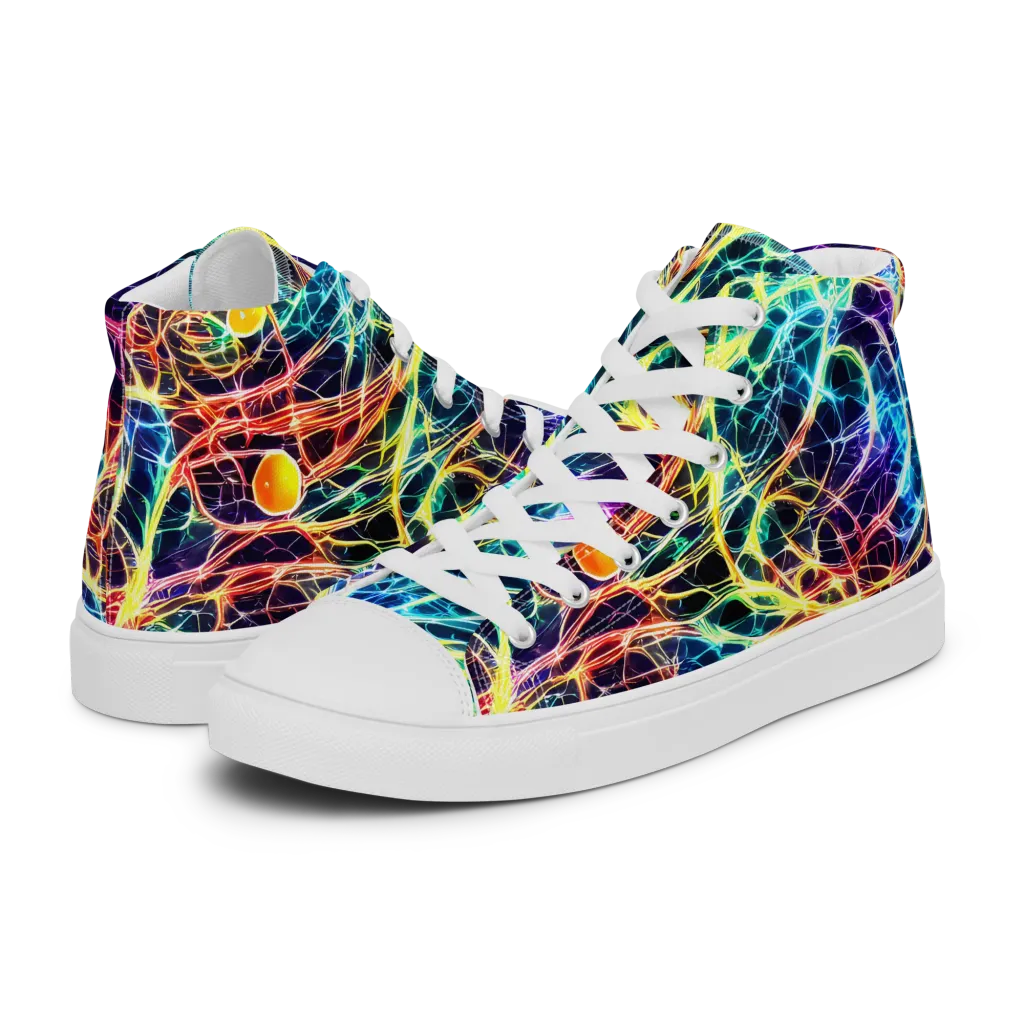Prismatic Synapse on Women's High Top Canvas Shoes — Left
