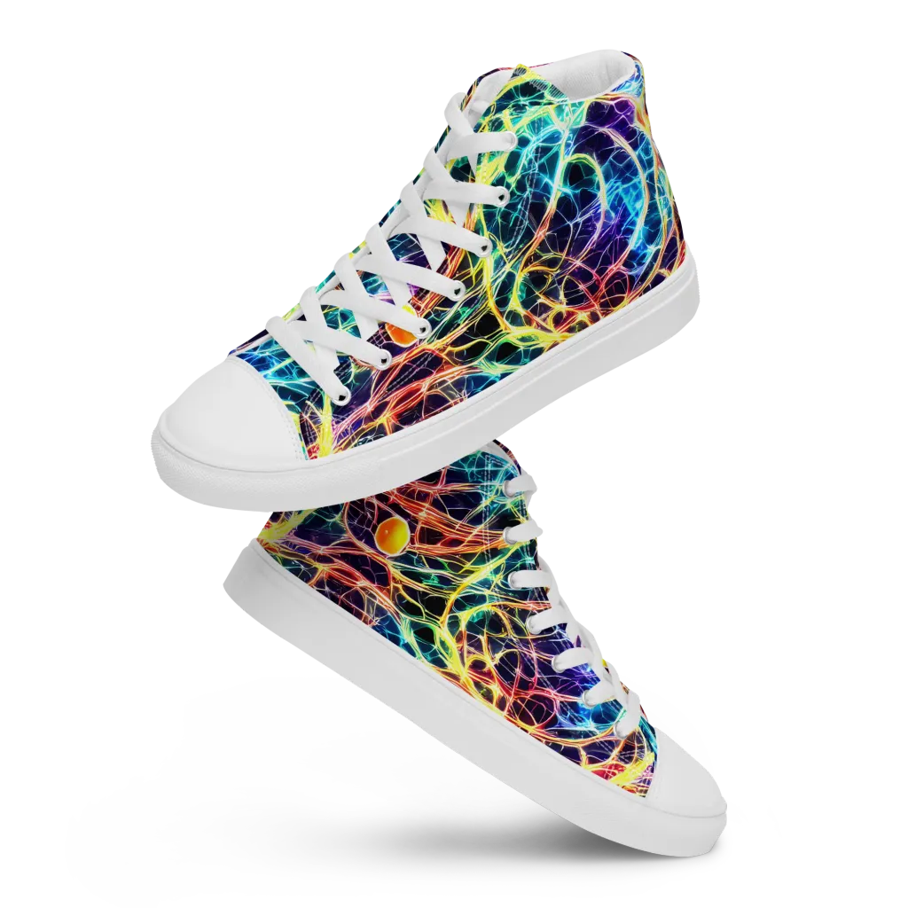 Prismatic Synapse on Women's High Top Canvas Shoes — Front