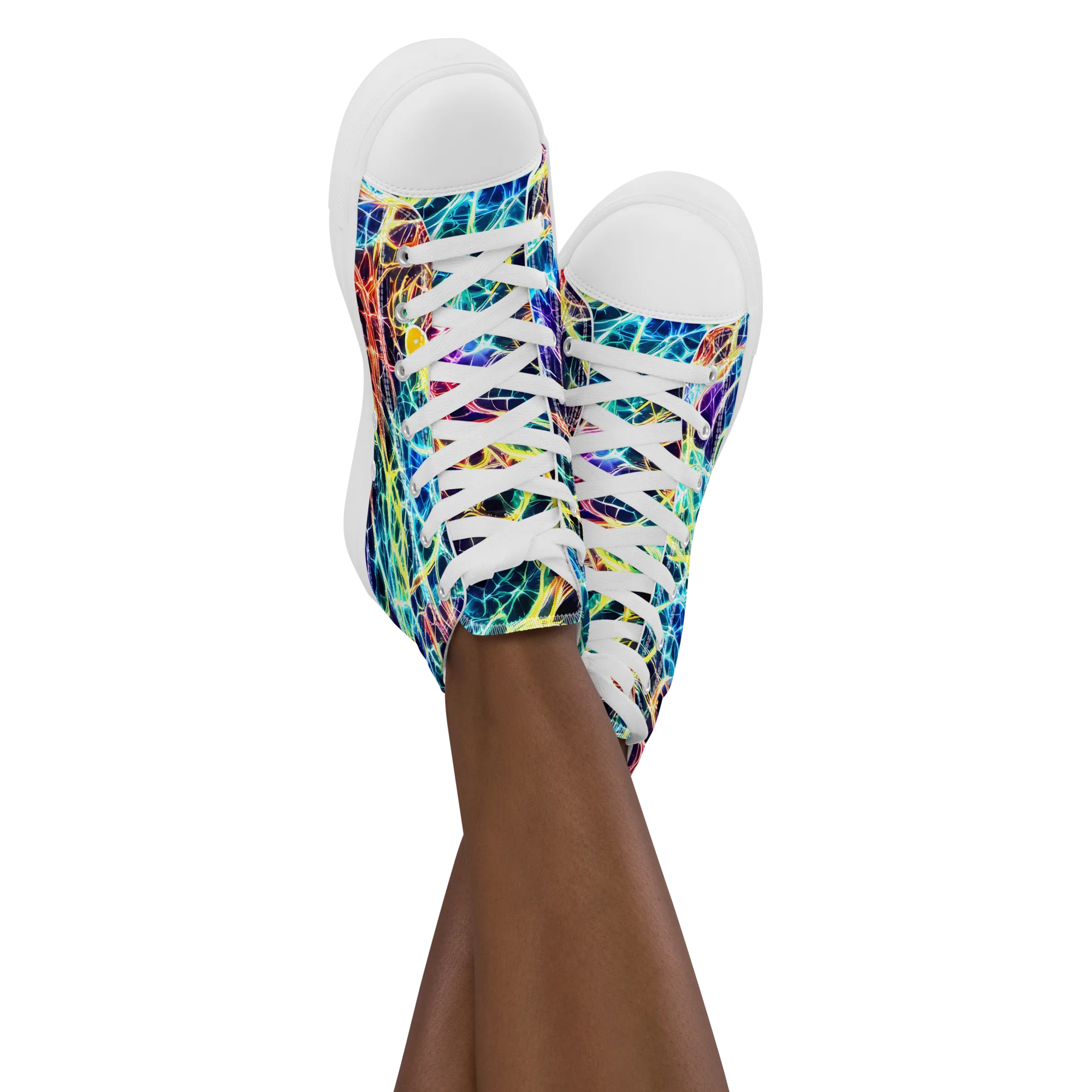 Prismatic Synapse on Women's High Top Canvas Shoes — Front