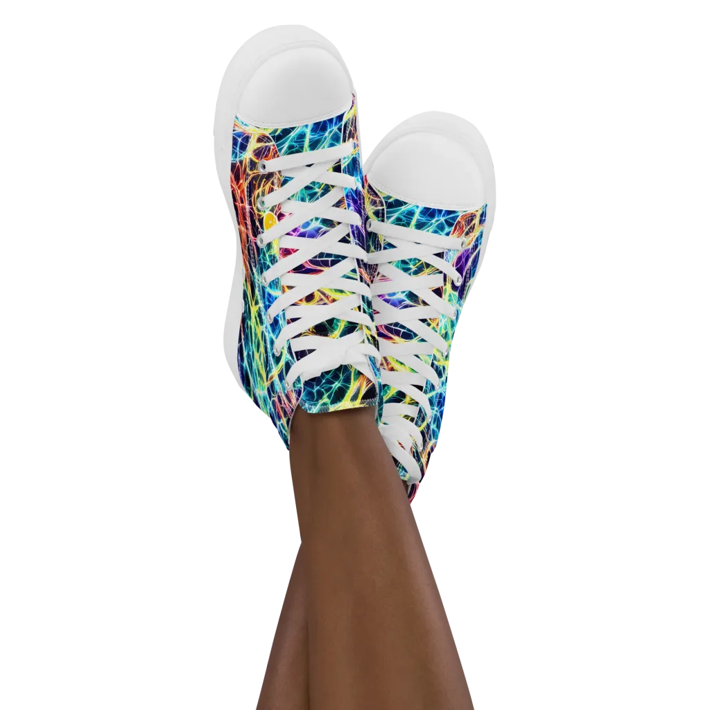 Prismatic Synapse on Women's High Top Canvas Shoes — Front