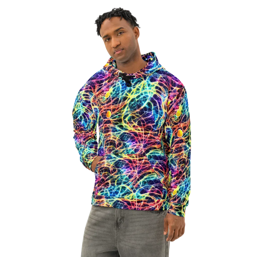 Prismatic Synapse on Cotton Hoodie — Left Front