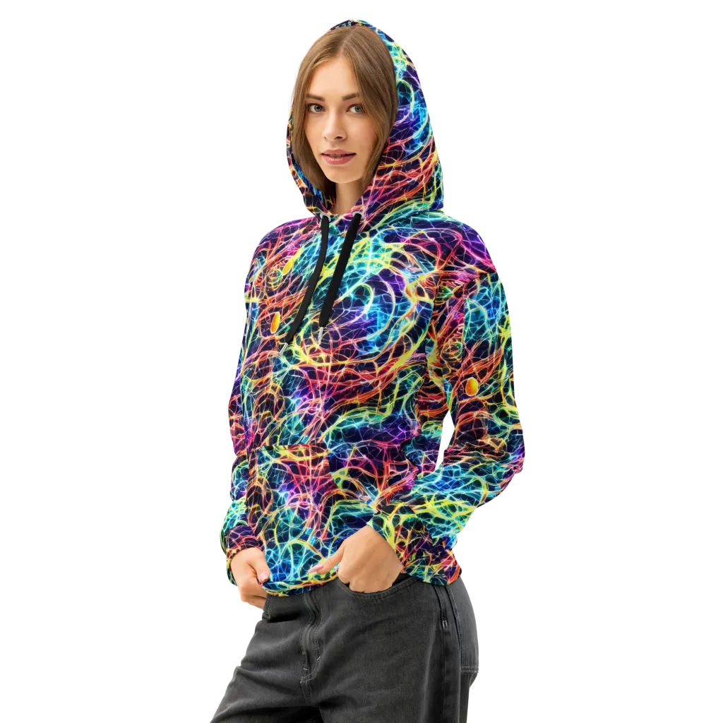 Prismatic Synapse on Cotton Hoodie — Left Front