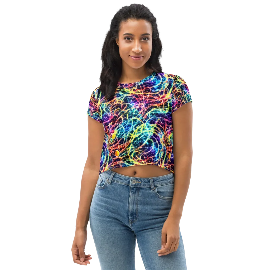 Prismatic Synapse on Crop Tee — Front