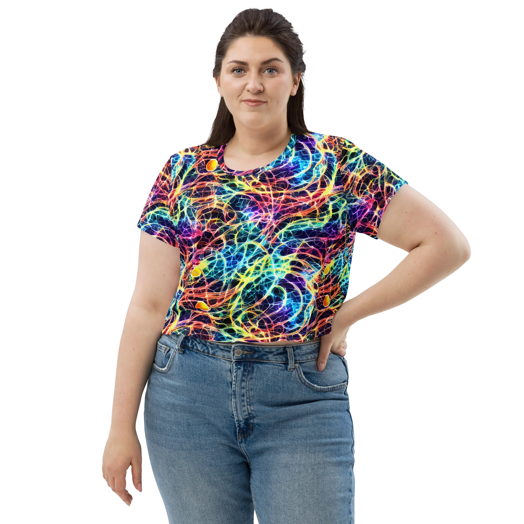Prismatic Synapse on Crop Tee — Front