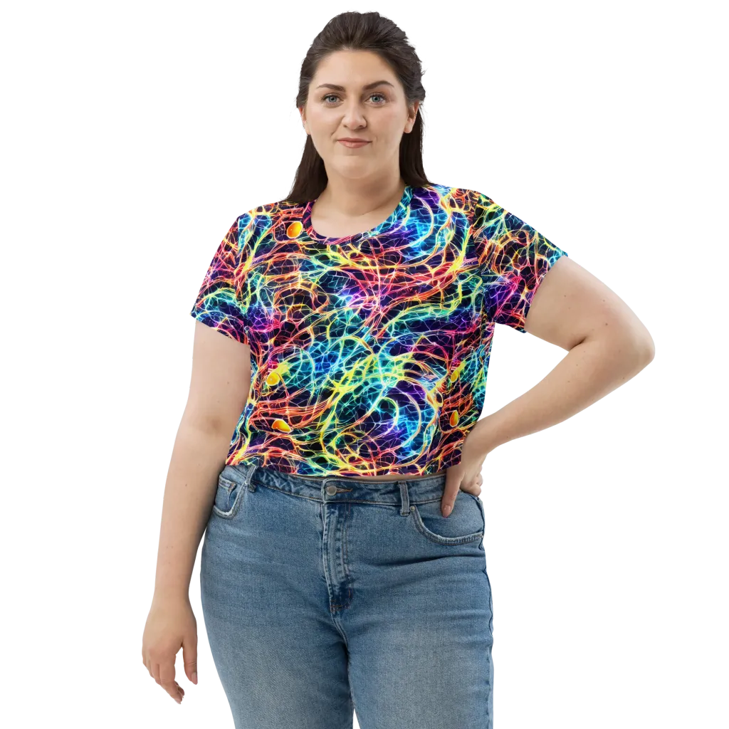 Prismatic Synapse on Crop Tee — Front