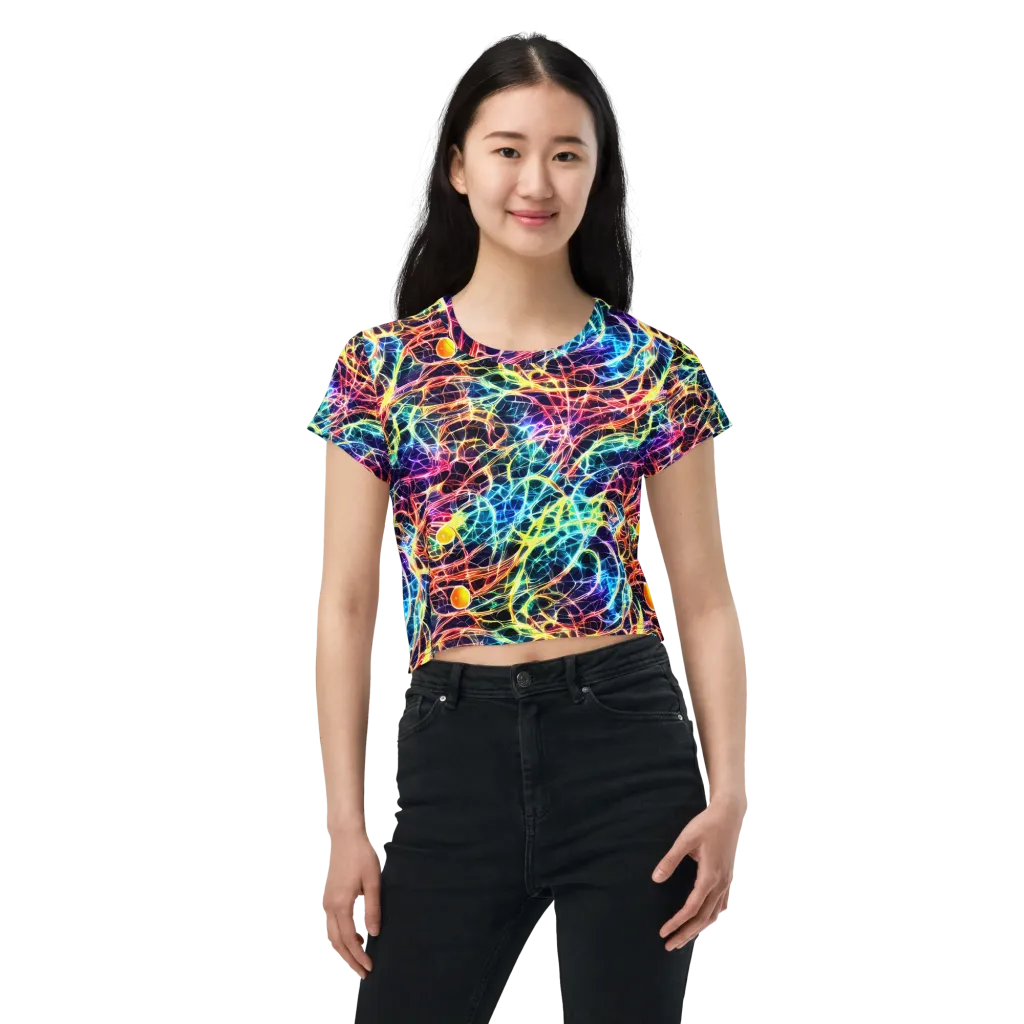 Prismatic Synapse on Crop Tee — Front