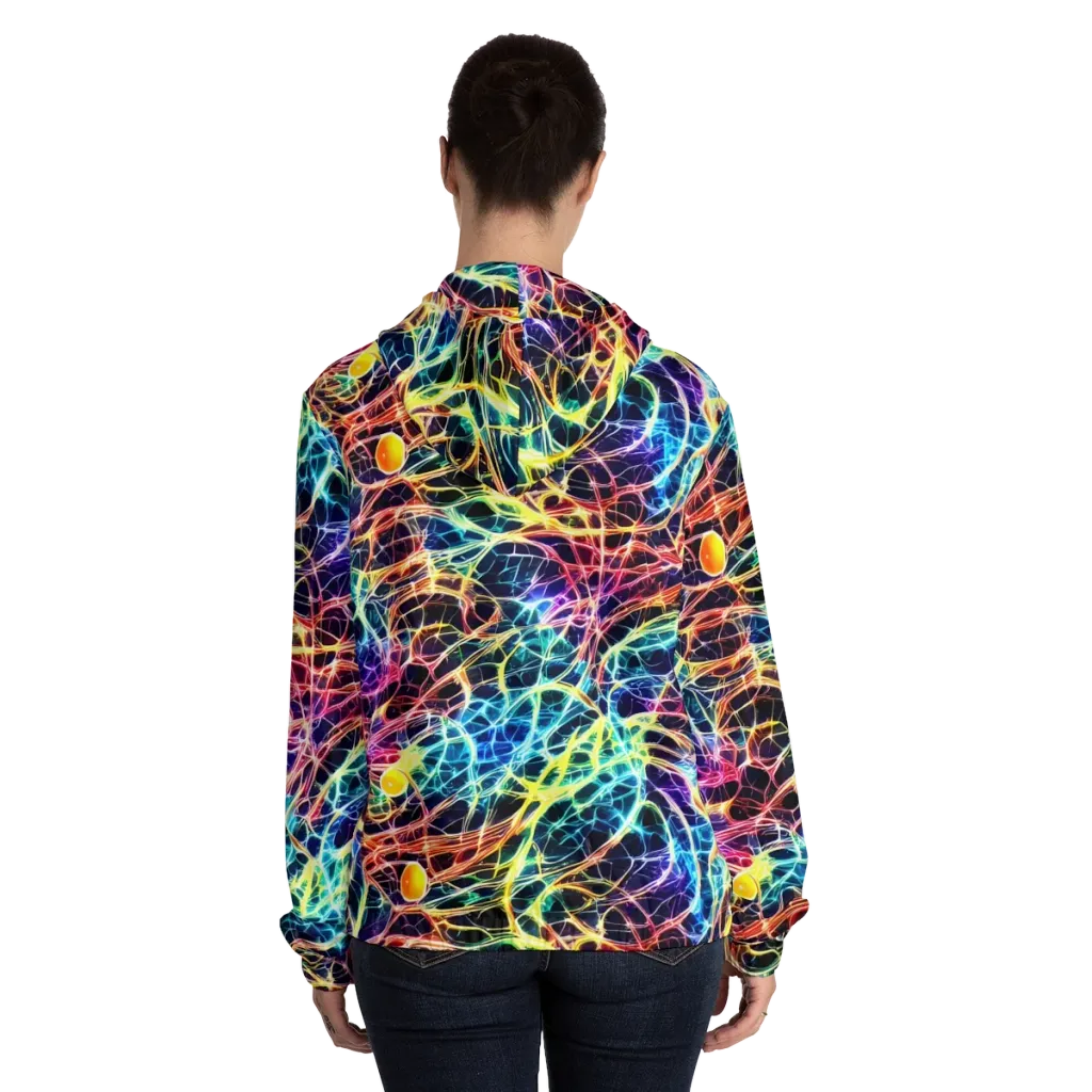 Prismatic Synapse on Women's Full-Zip Hoodie — Back On Person