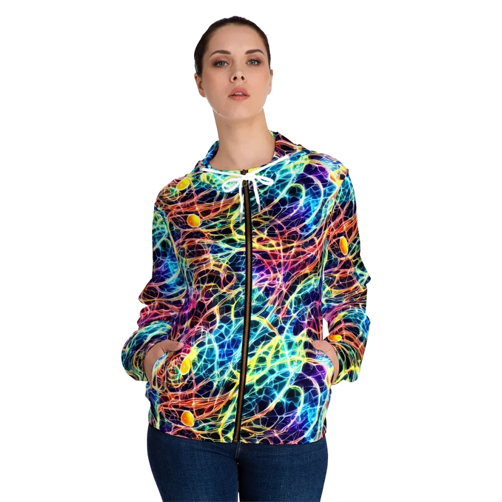 Prismatic Synapse on Women's Full-Zip Hoodie — Front On Person