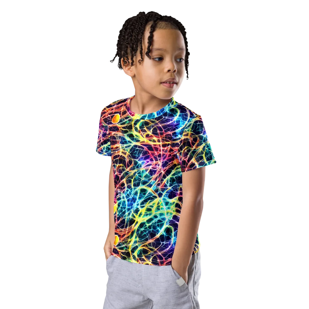 Prismatic Synapse on Kids Crew Neck T-Shirt — Left Front