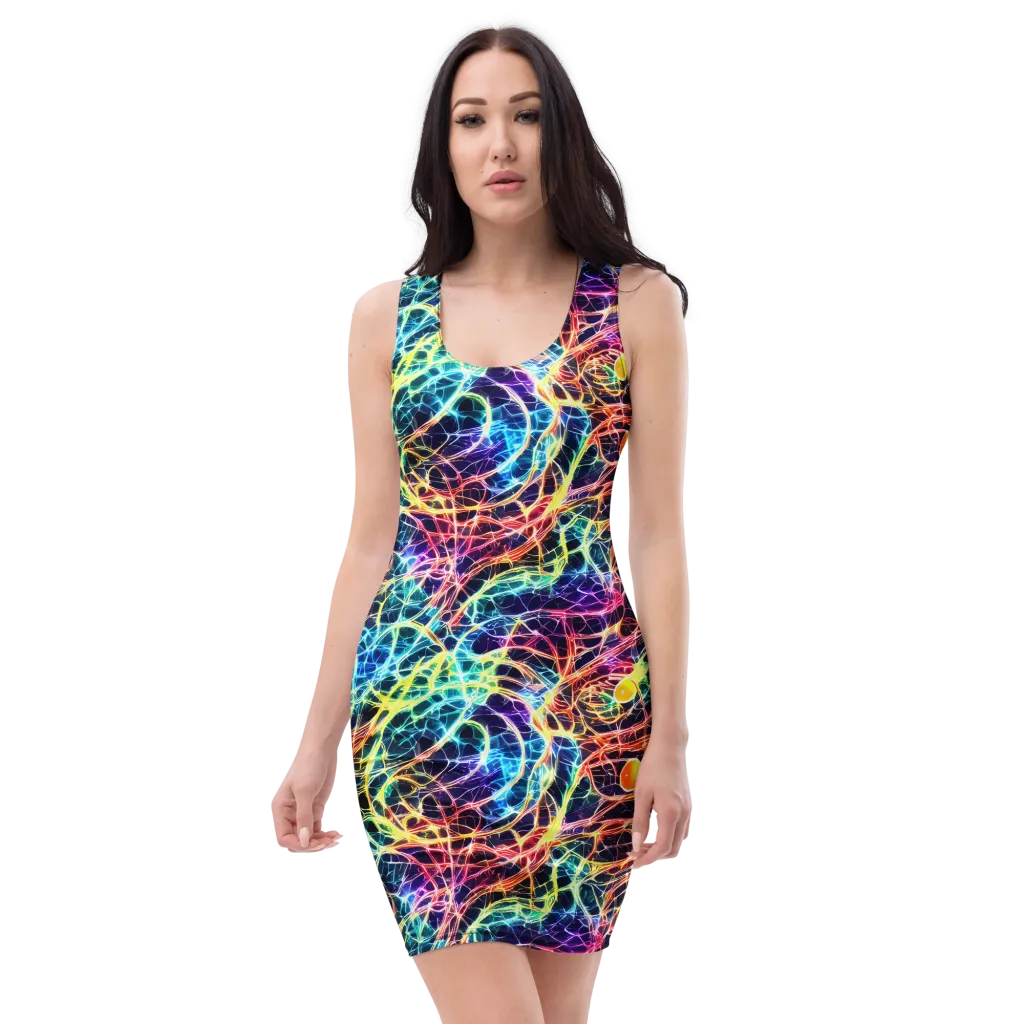 Prismatic Synapse on Bodycon Dress — Front