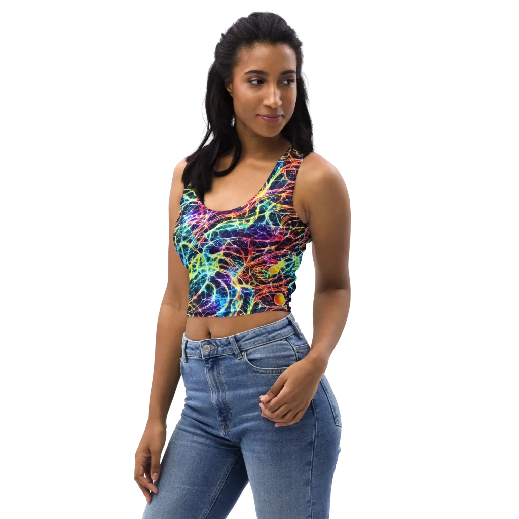 Prismatic Synapse on Crop Top — Left Front