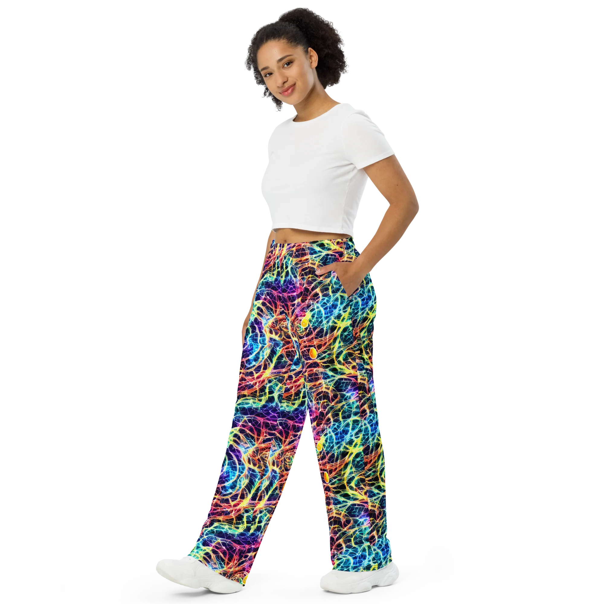 Prismatic Synapse on Wide-Leg Pants — Left Front