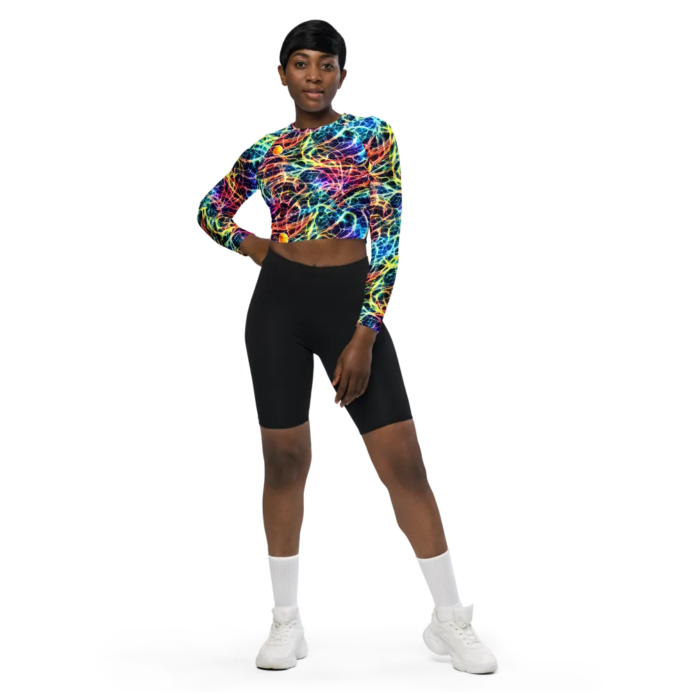 Prismatic Synapse on Long Sleeve Crop Top — Front