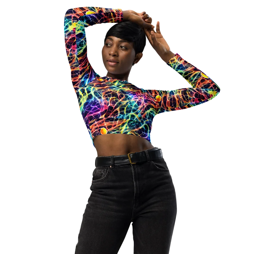 Prismatic Synapse on Long Sleeve Crop Top — Front