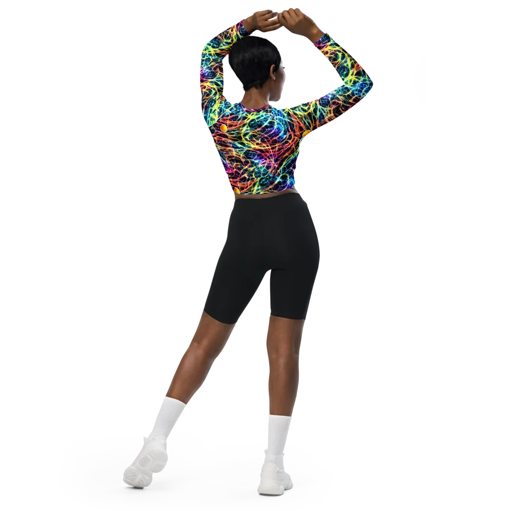 Prismatic Synapse on Long Sleeve Crop Top — Back