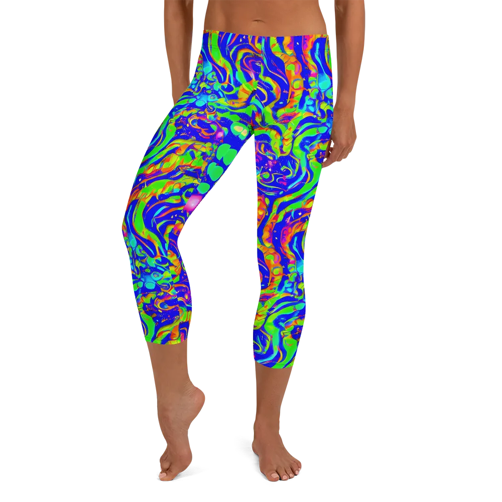 Fluoro Mirage on Capri Leggings — Front