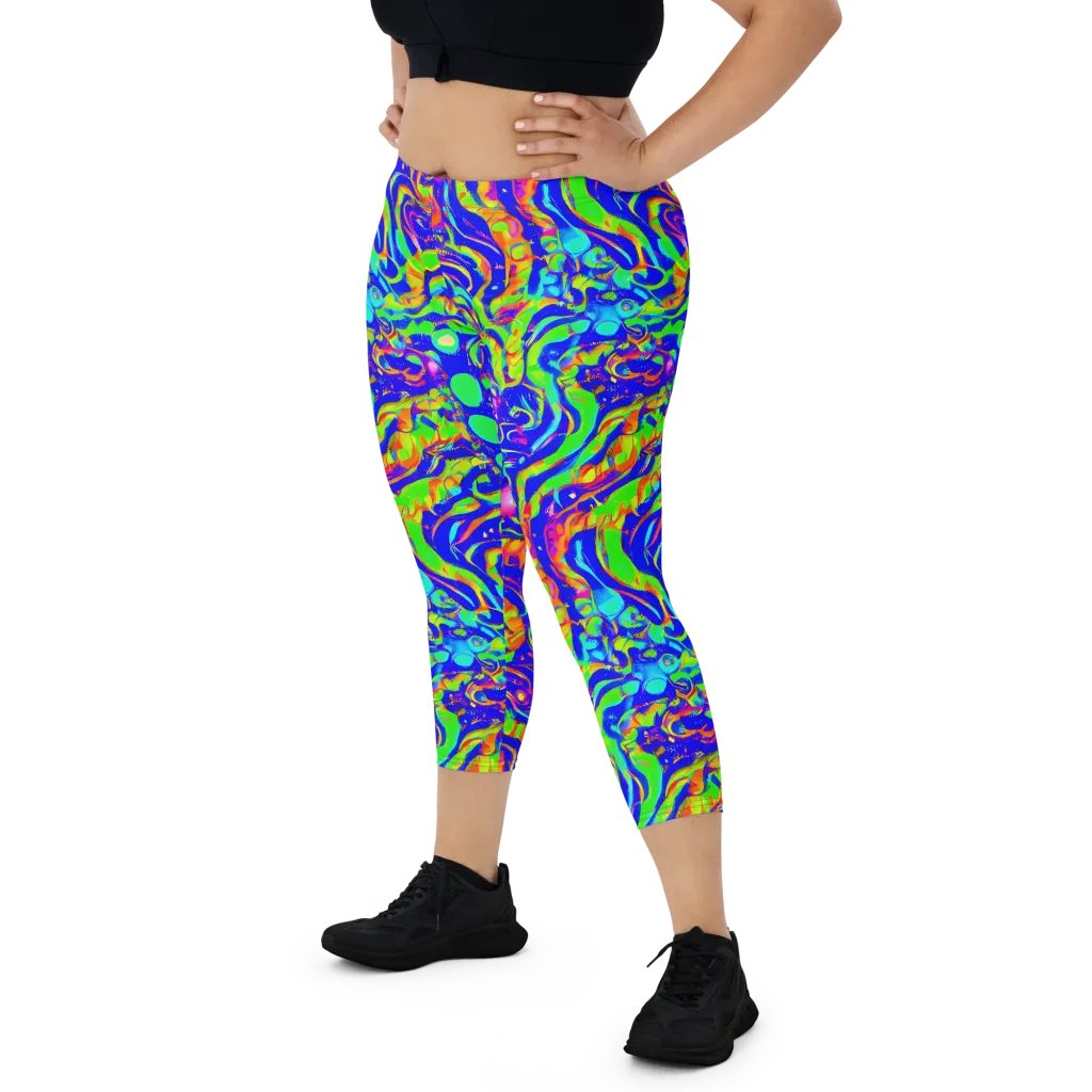 Fluoro Mirage on Capri Leggings — Front