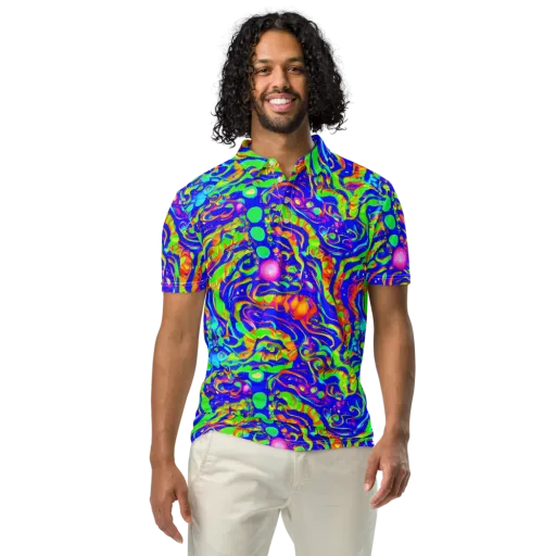 Fluoro Mirage on a Men's Slim Fit Polo Shirt