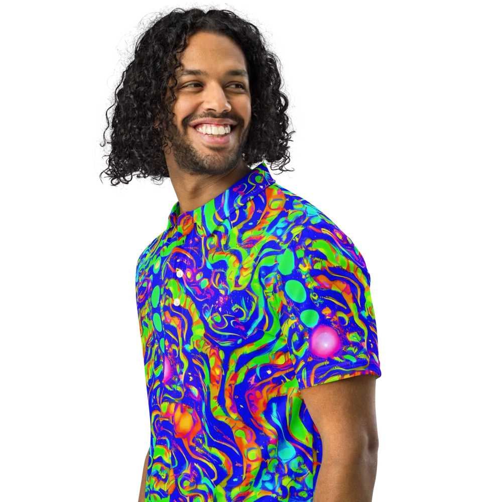Fluoro Mirage on Men's Slim Fit Polo Shirt — Left Front