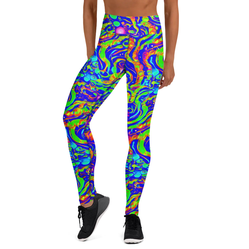 Fluoro Mirage on Yoga Leggings — Front