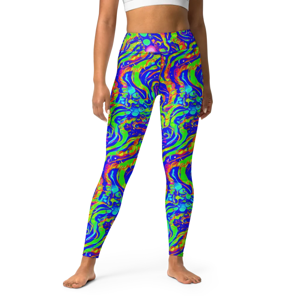 Fluoro Mirage on Yoga Leggings — Front