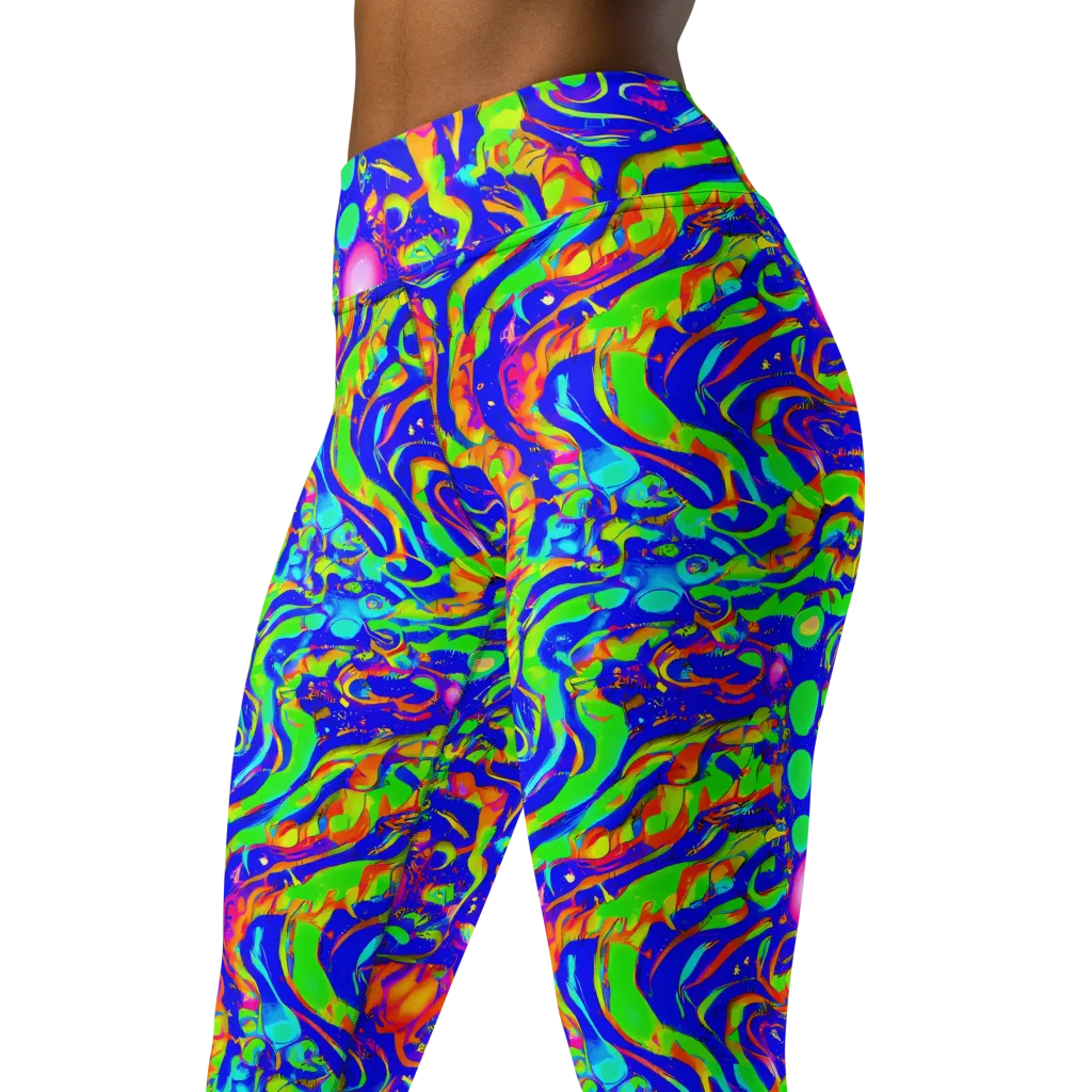 Fluoro Mirage on Yoga Leggings — Left Front
