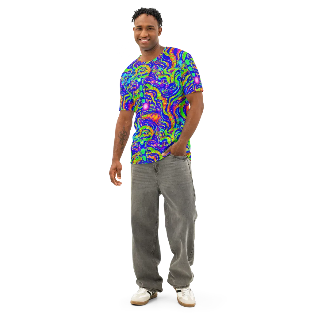 Fluoro Mirage on Men's Cotton Crew Neck T-Shirt — Front
