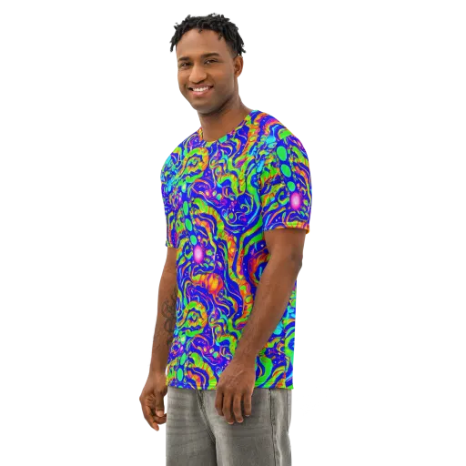 Fluoro Mirage on a Men's Cotton Crew Neck T-Shirt