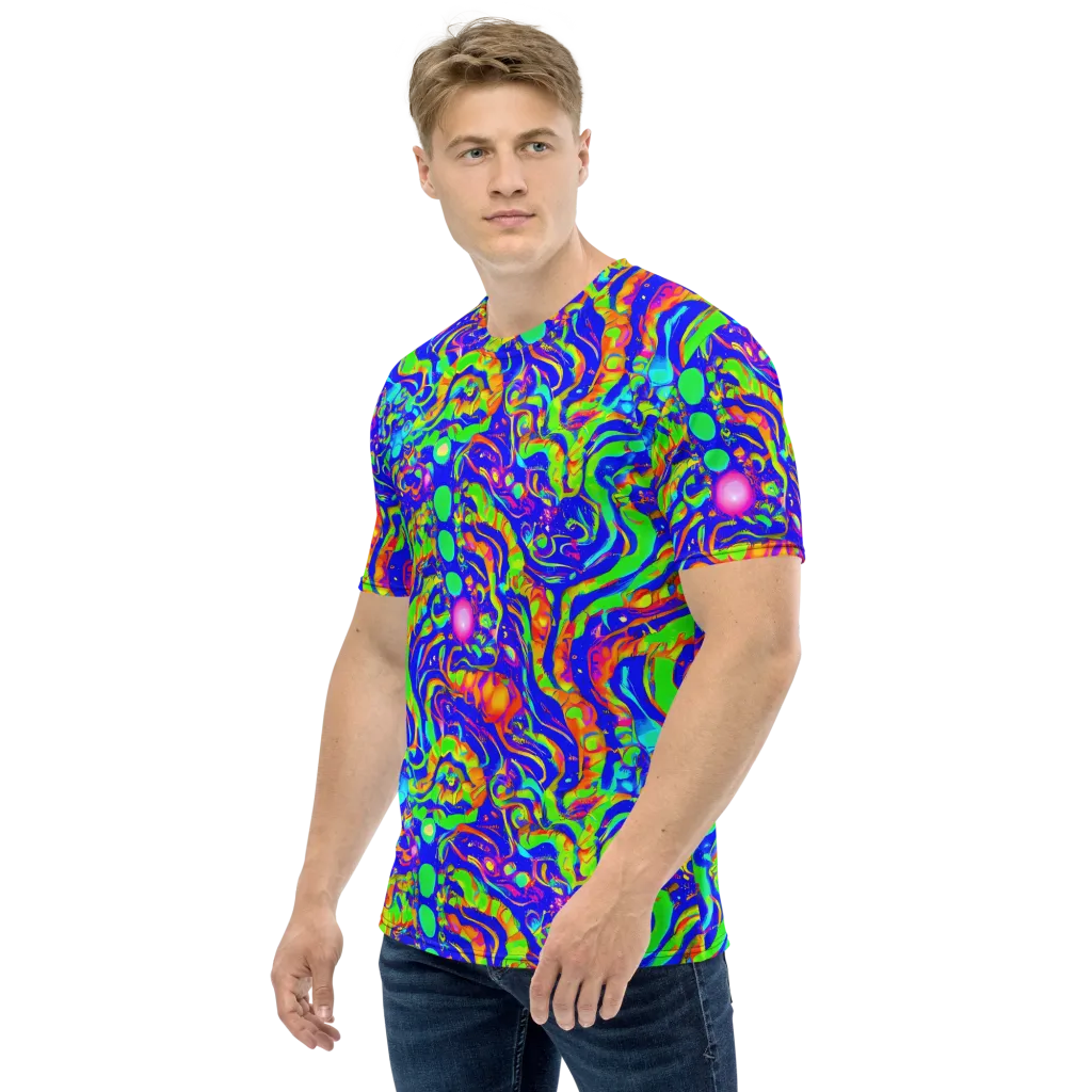 Fluoro Mirage on Men's Crew Neck T-Shirt — Left