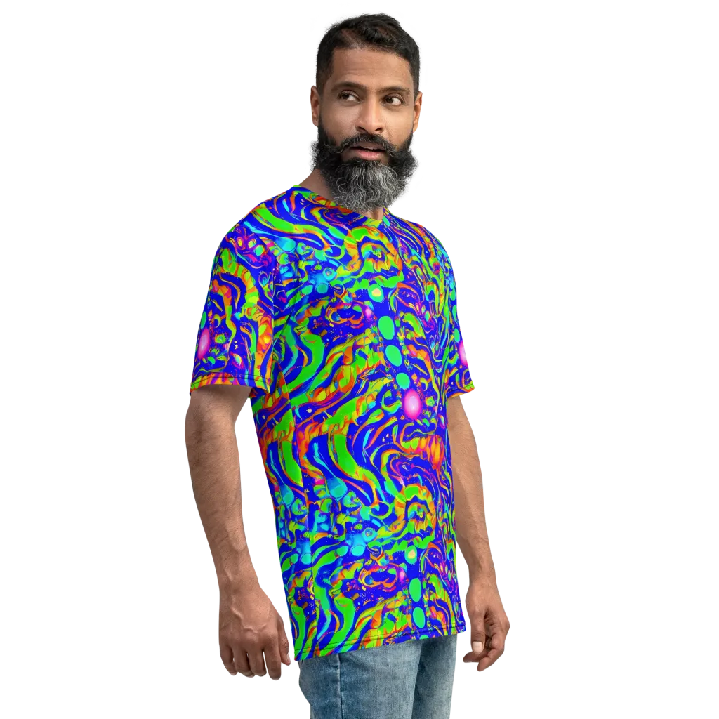 Fluoro Mirage on Men's Crew Neck T-Shirt — Right