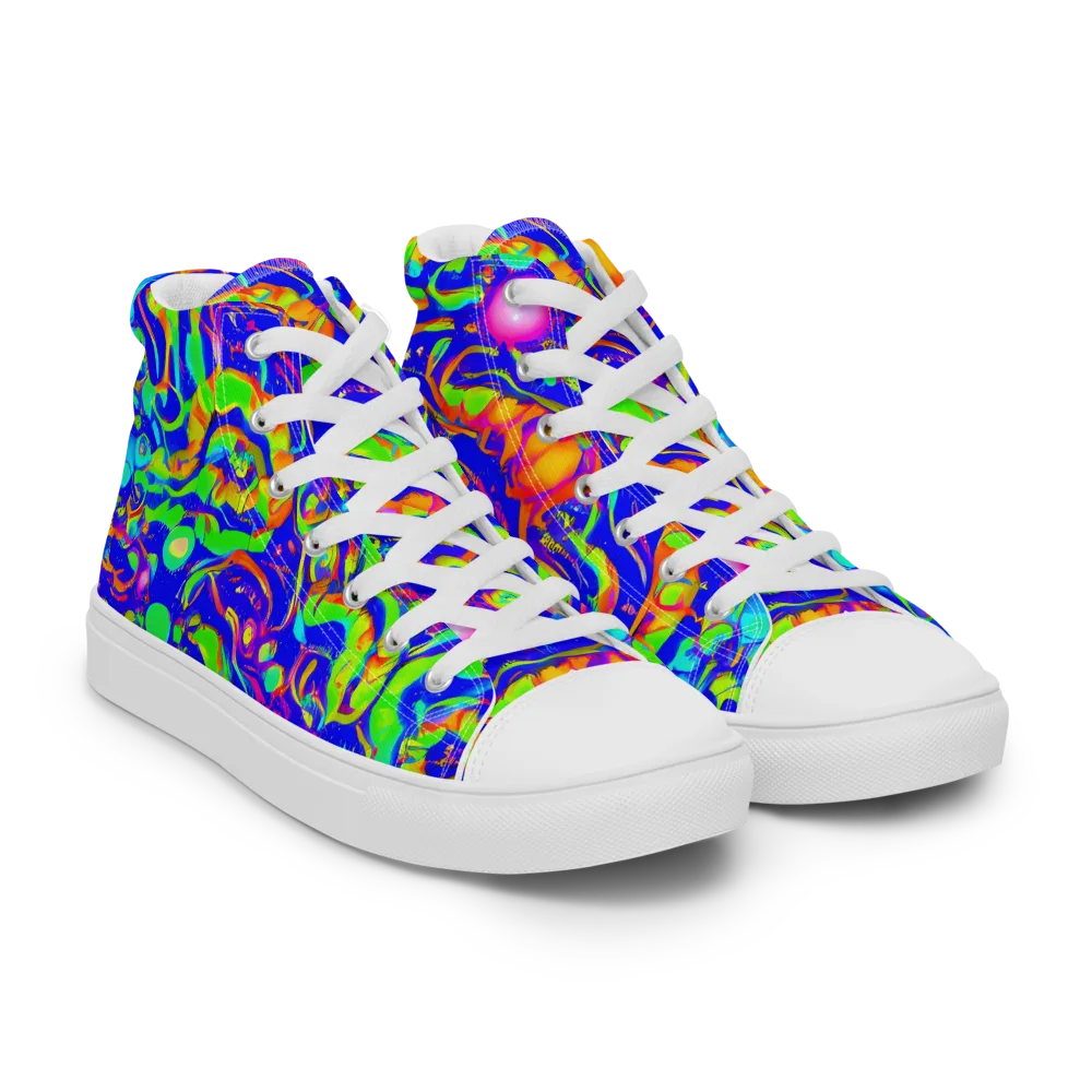 Fluoro Mirage on Men's High Top Canvas Shoes — Right Front