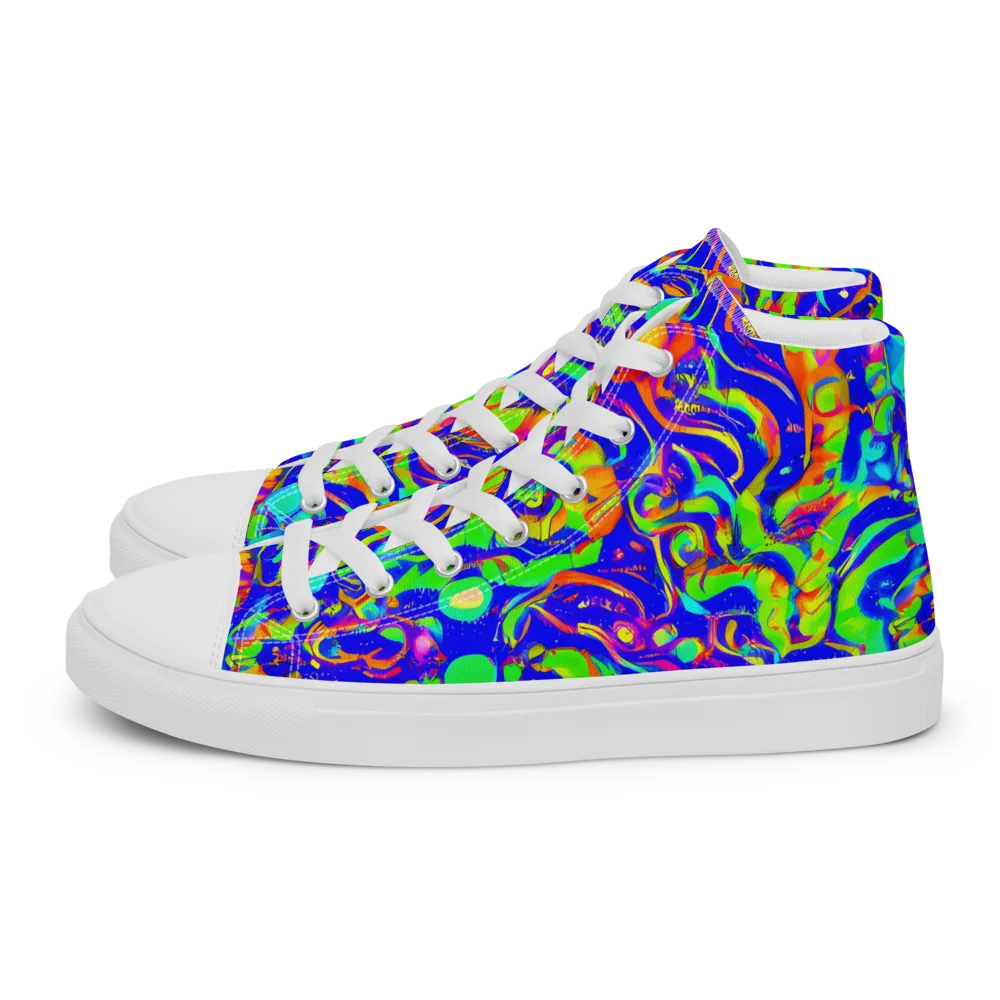 Fluoro Mirage on Men's High Top Canvas Shoes — Left