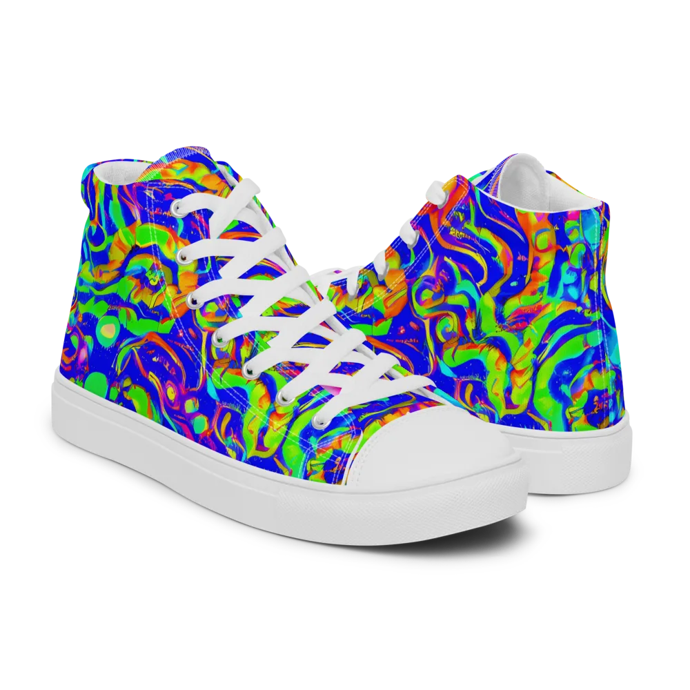 Fluoro Mirage on Men's High Top Canvas Shoes — Right