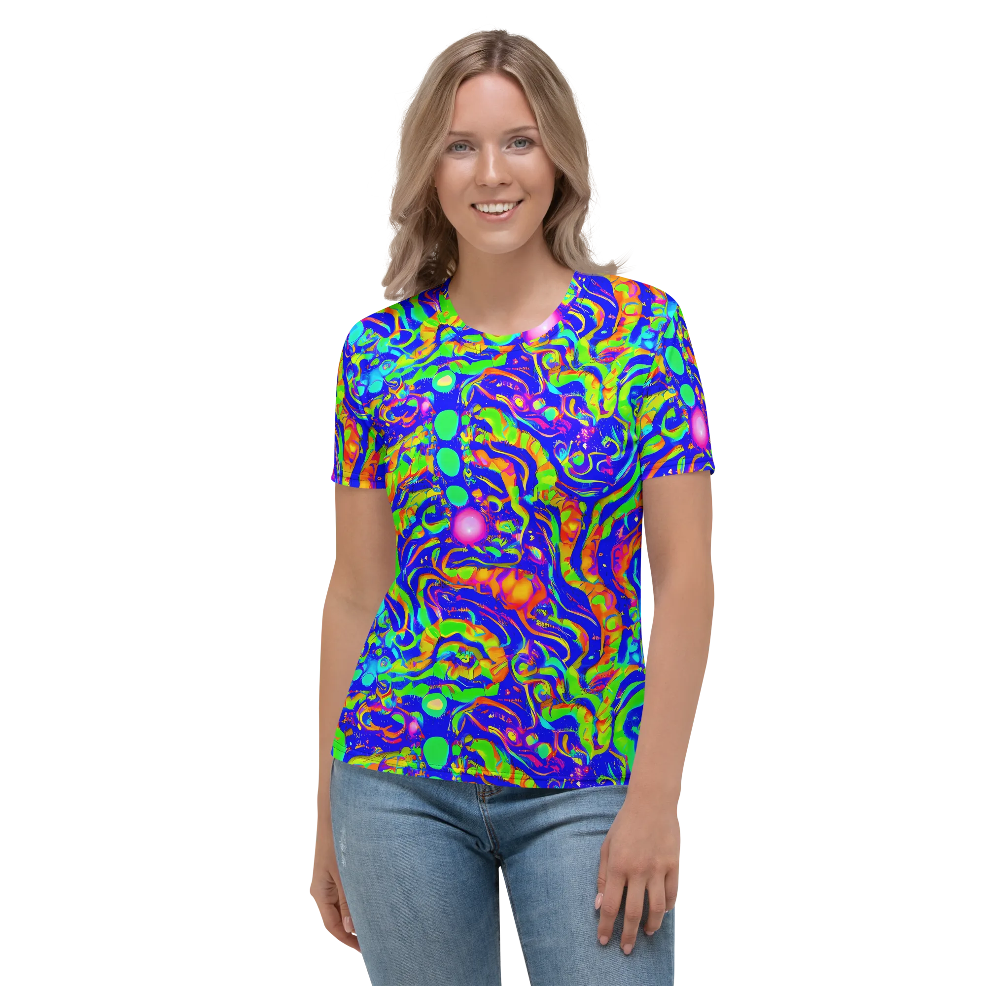 Fluoro Mirage on Women's Crew Neck T-Shirt — Front