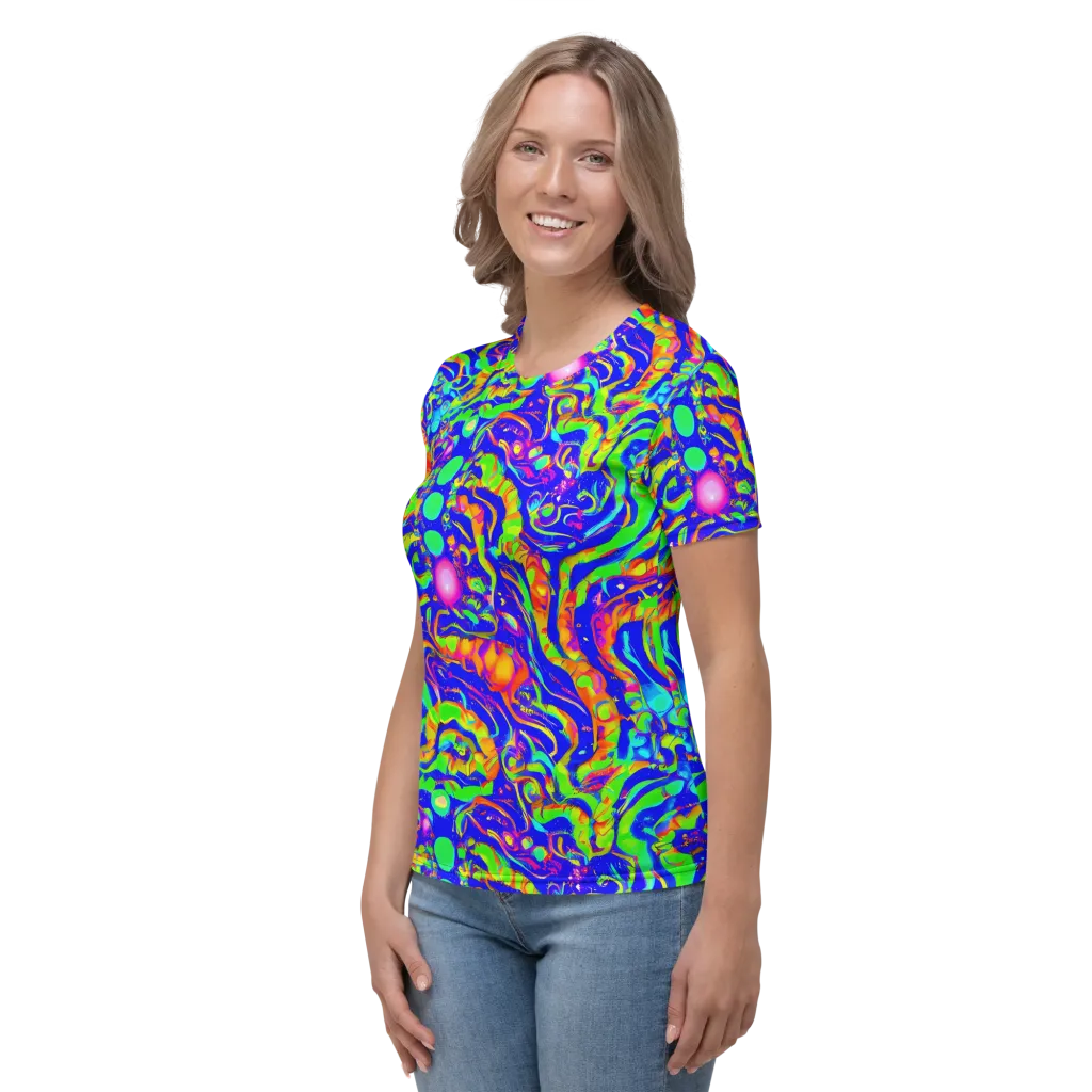 Fluoro Mirage on Women's Crew Neck T-Shirt — Left